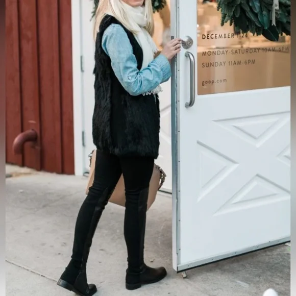 Black Genuine Rabbit Fur Vest - Picture 9 of 9